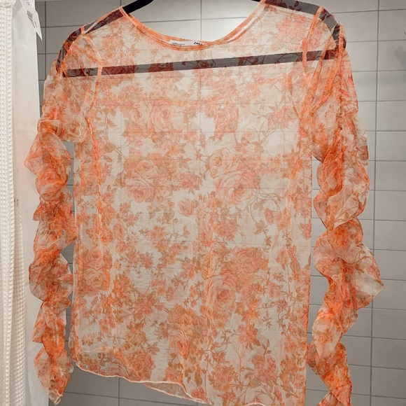 Pink Mesh Top | Zara | Medium - Picture 2 of 3